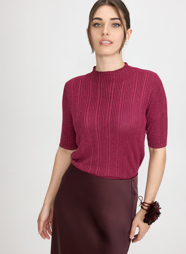 laura Metallic Knit Pullover