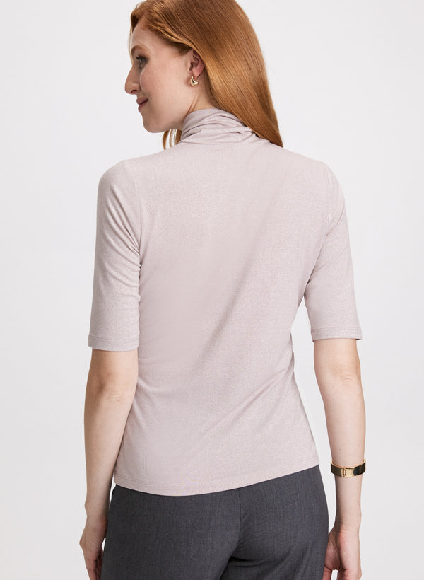 Laura Metallic Knit Turtleneck Top