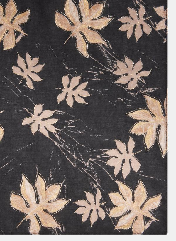Laura Metallic Leaf Print Scarf
