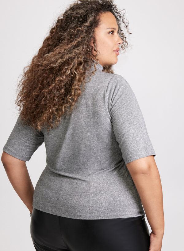 Laura Metallic Mock Neck Top