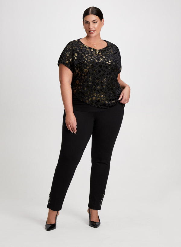 laura Metallic Motif Top & Straight Leg Pants