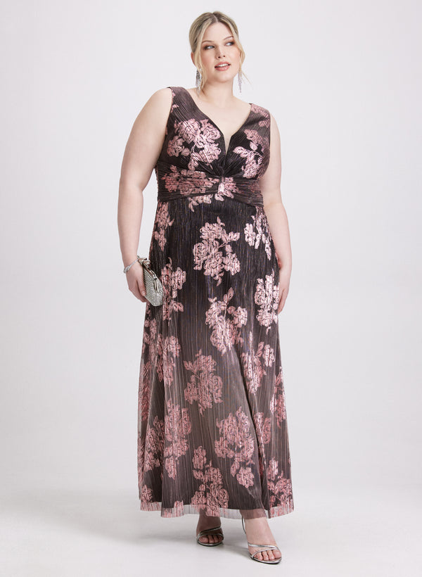 laura Metallic Pleated Dress