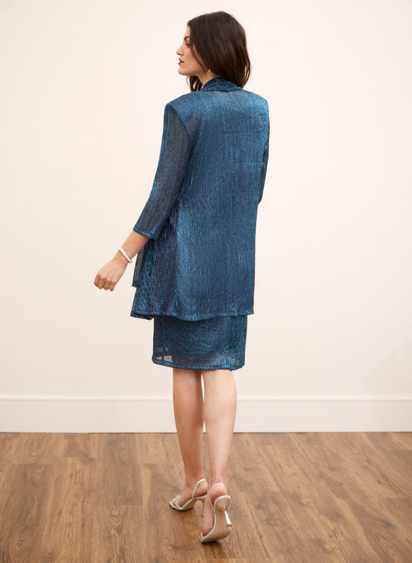 Laura Metallic Plisse Dress & Jacket Set