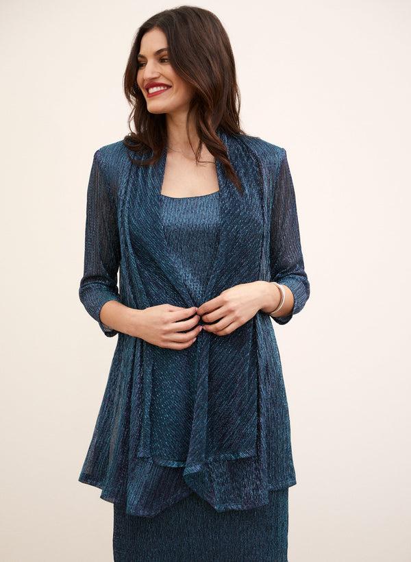 Laura Metallic Plisse Dress & Jacket Set