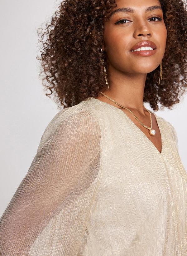 Laura Metallic Plissé Top