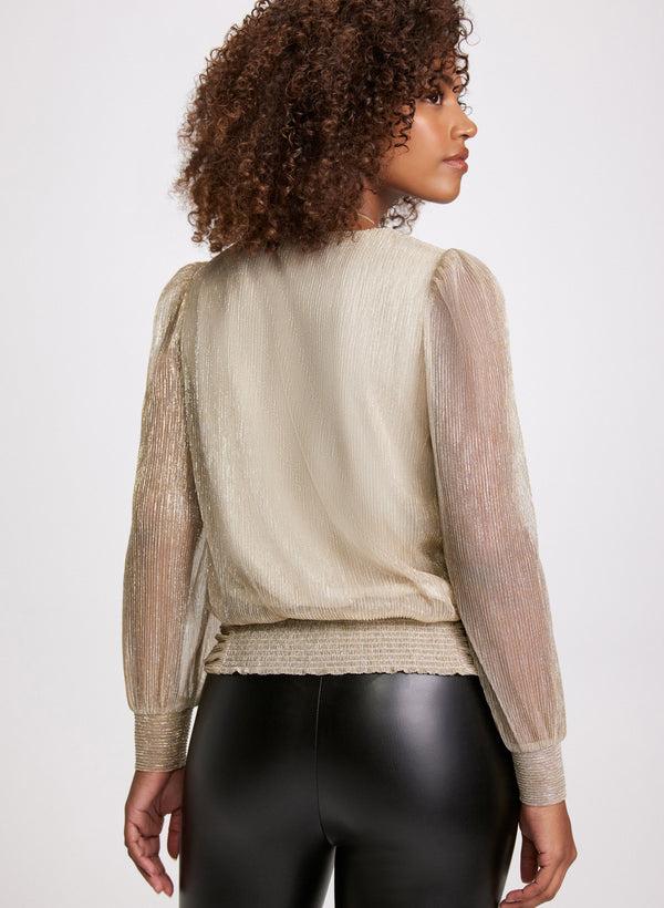 Laura Metallic Plissé Top