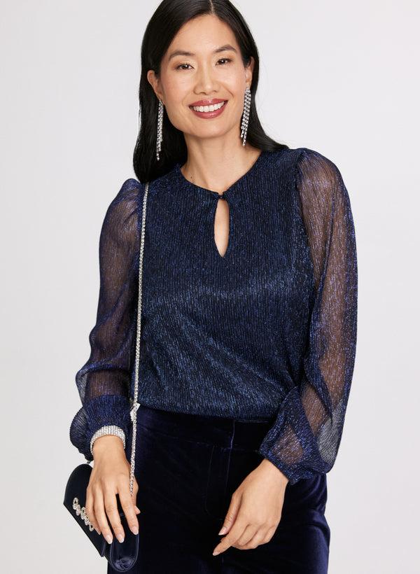 laura Metallic Plisse Top