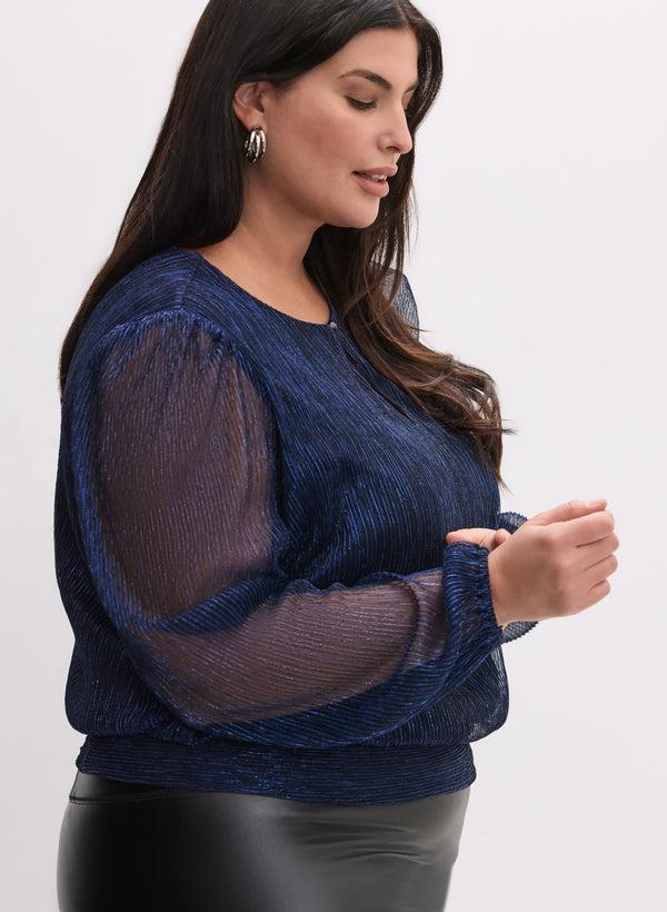Laura Metallic Plissé Top