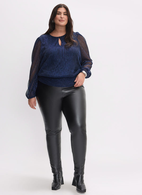 Laura Metallic Plissé Top