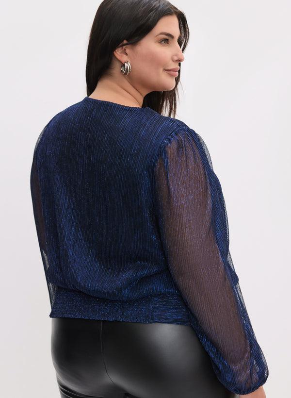 Laura Metallic Plissé Top