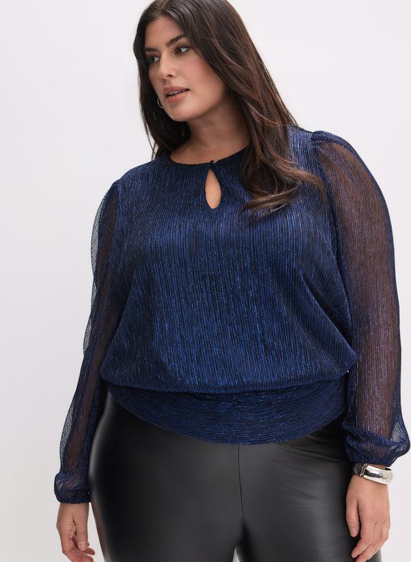 laura Metallic Plissé Top