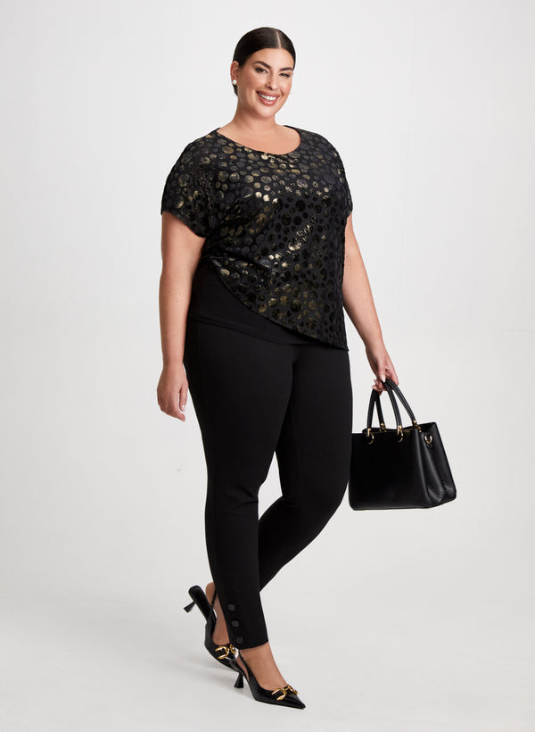laura Metallic Print Top & Straight Leg Pants