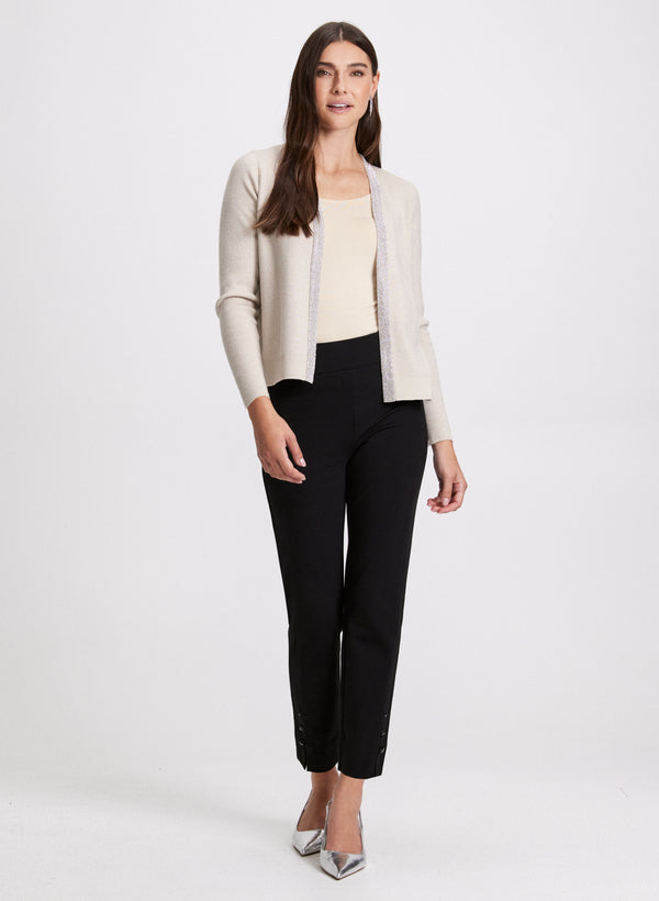 Laura Metallic Rhinestone Trim Cardigan