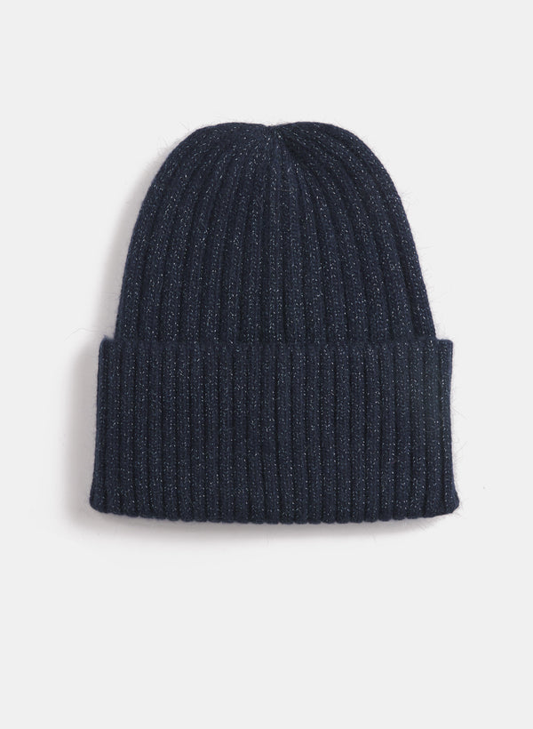laura Metallic Ribbed Tuque