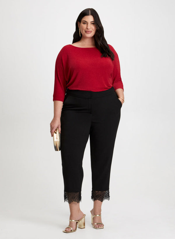 laura Metallic Top & Lace Trim Pants