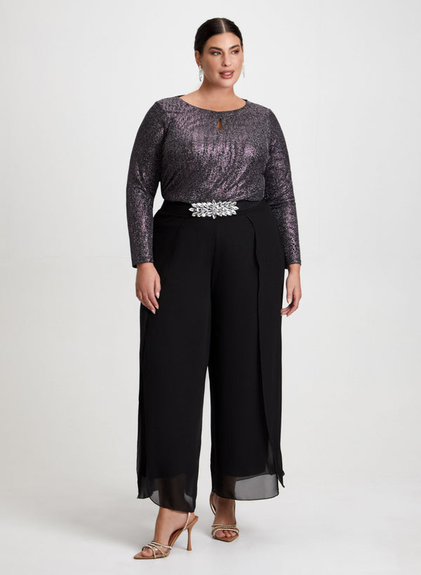 laura Metallic Tunic & Wide Leg Chiffon Pants