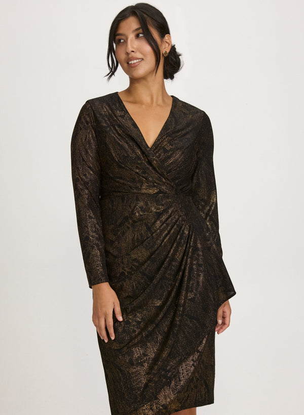 Laura Metallic Waterfall Flounce Dress