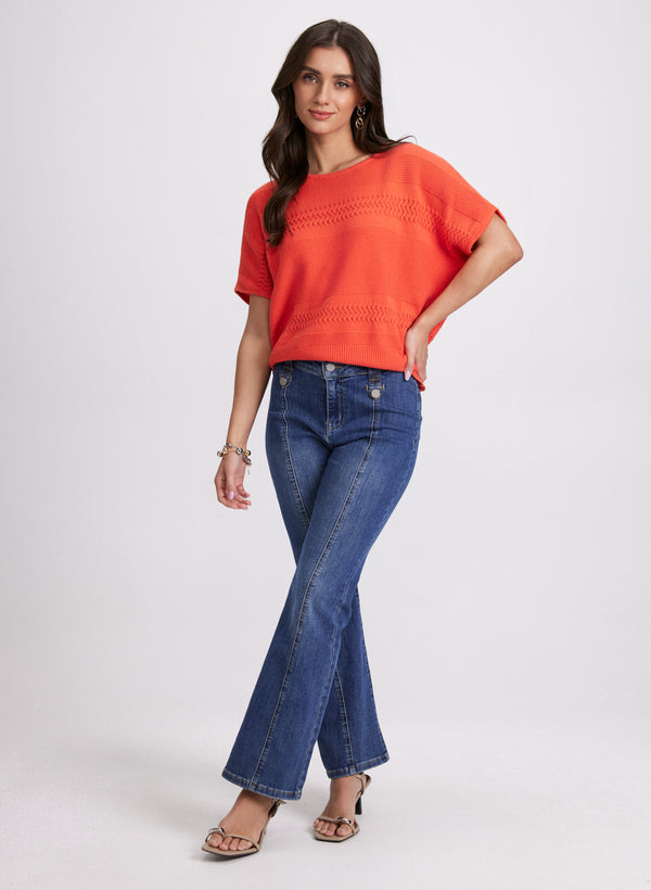 Laura Mixed Knit Dolman Sweater