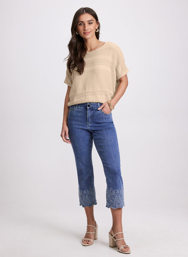 Laura Mixed Knit Dolman Sweater