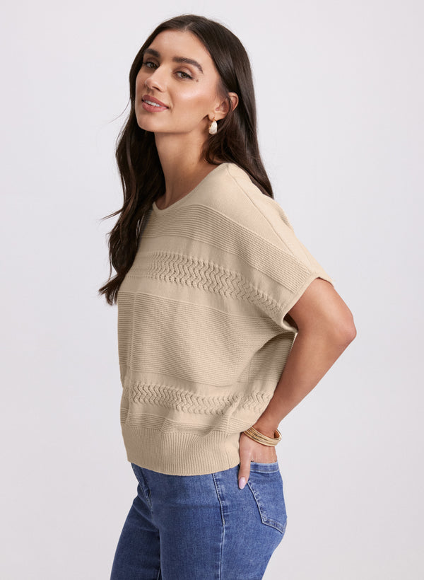 Laura Mixed Knit Dolman Sweater