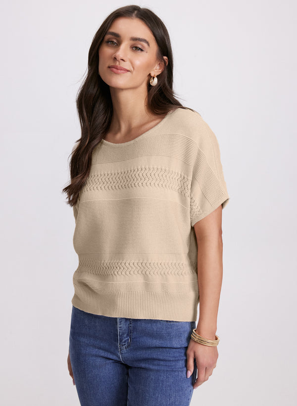 laura Mixed Knit Dolman Sweater