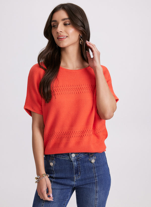 laura Mixed Knit Dolman Sweater