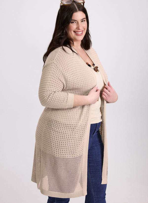 Laura Mixed Open-Knit Cardigan