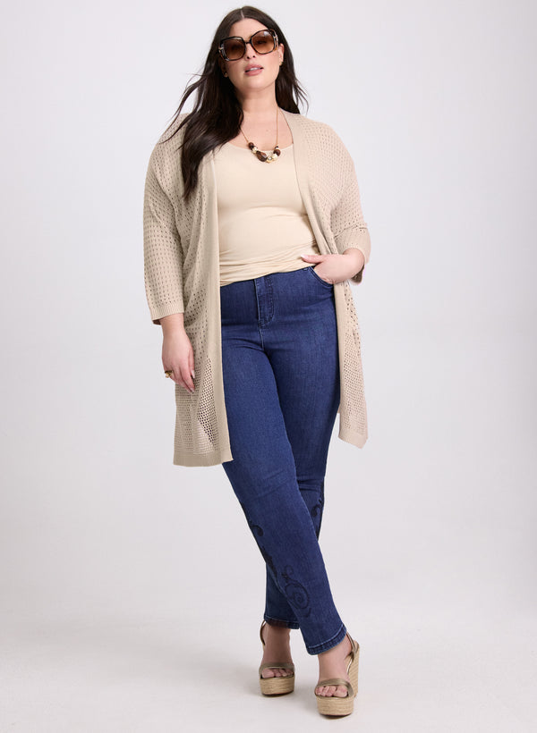 Laura Mixed Open-Knit Cardigan