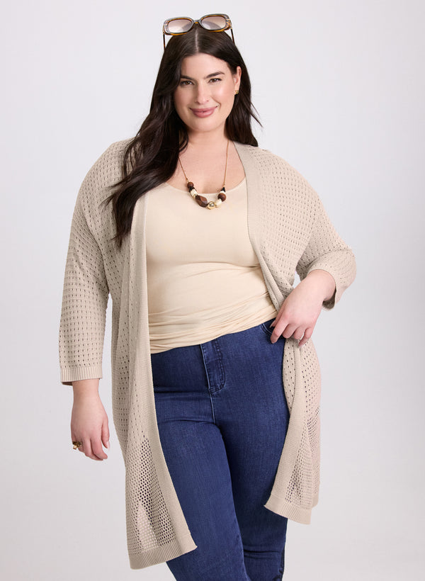 laura Mixed Open-Knit Cardigan