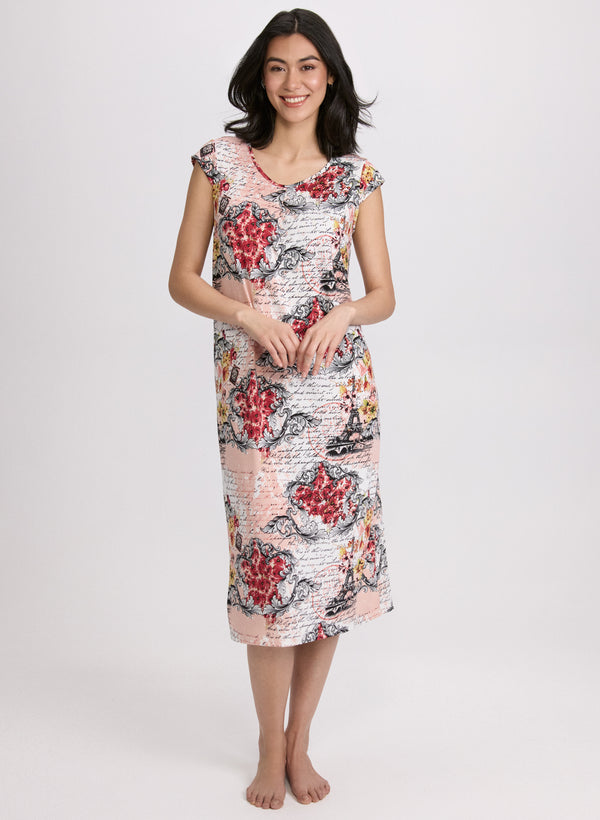 laura Mixed Print Nightgown