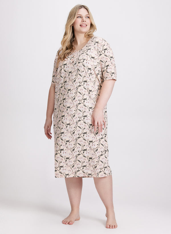 laura Mixed Print Nightgown