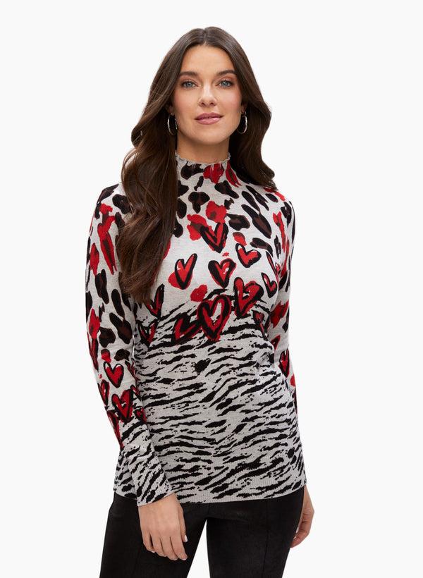 laura Mixed Print Sweater