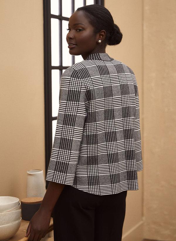 Laura Mock Neck Plaid Cardigan