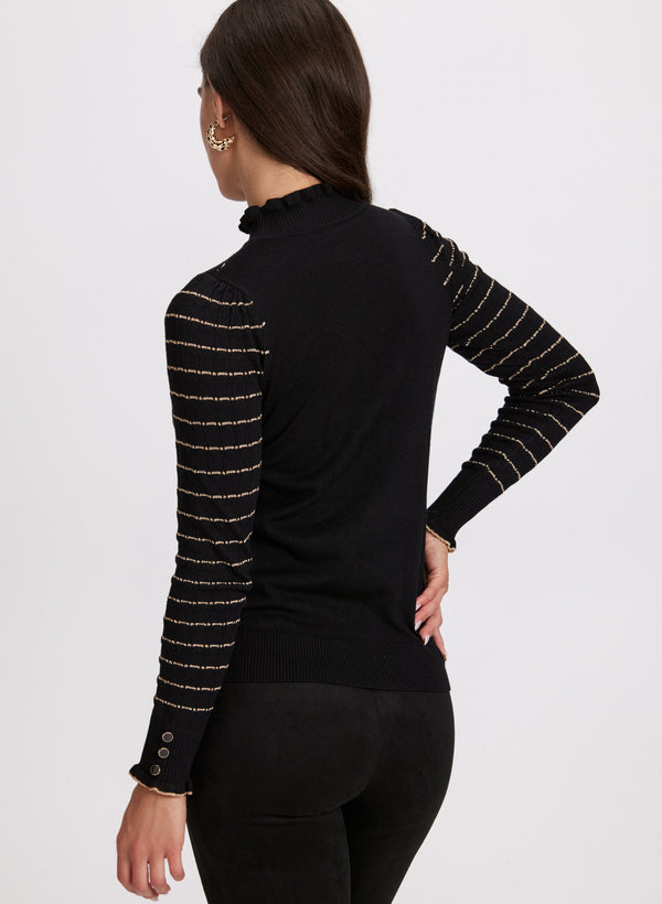 Laura Mock Neck Pointelle Stitch Sweater