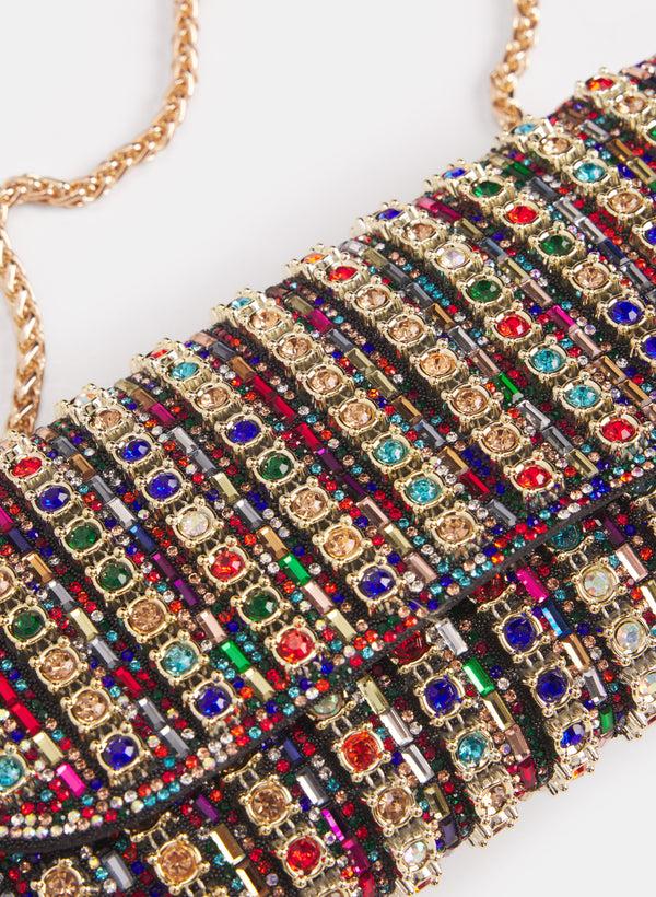 Laura Multi-Colour Stone Embellished Clutch