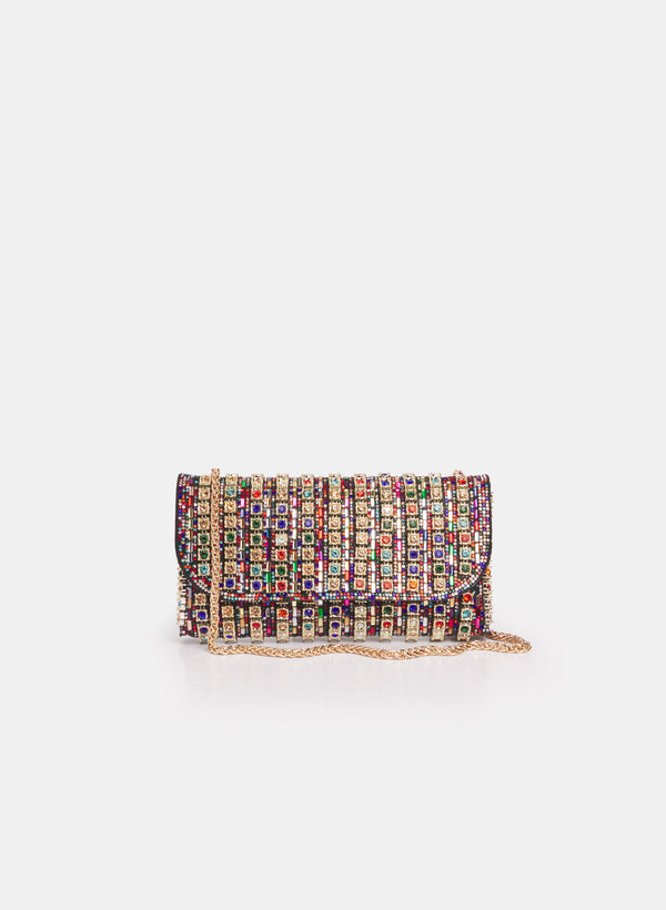 laura Multi-Colour Stone Embellished Clutch