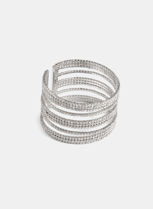 Laura Multi-Row Crystal Cuff Bracelet
