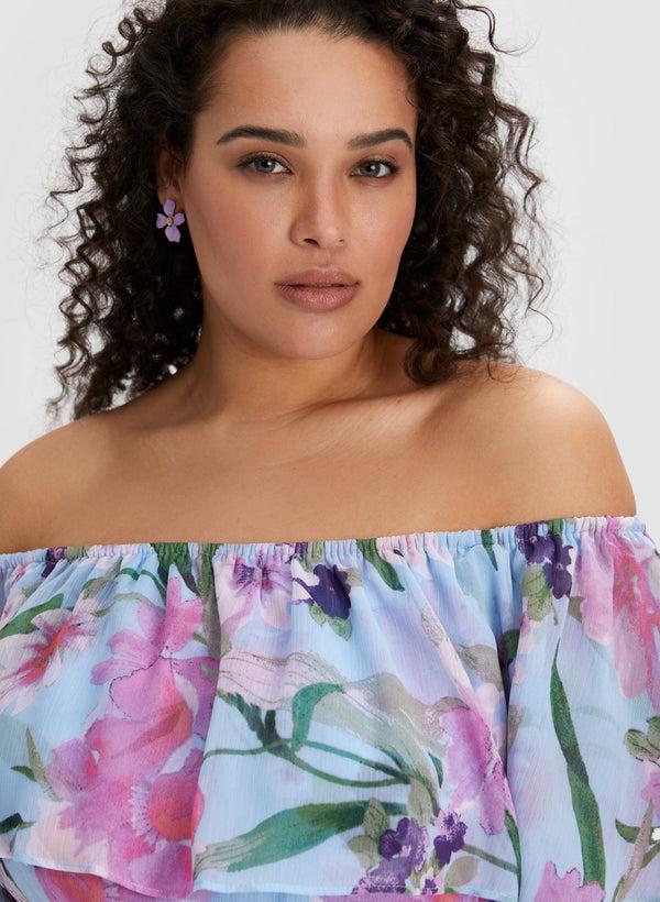 Laura Off-the-Shoulder Floral Print Dress