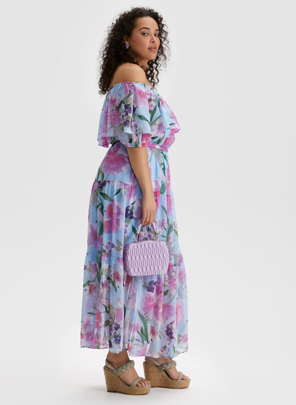 Laura Off-the-Shoulder Floral Print Dress