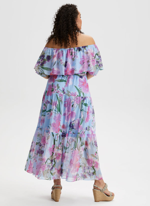 Laura Off-the-Shoulder Floral Print Dress