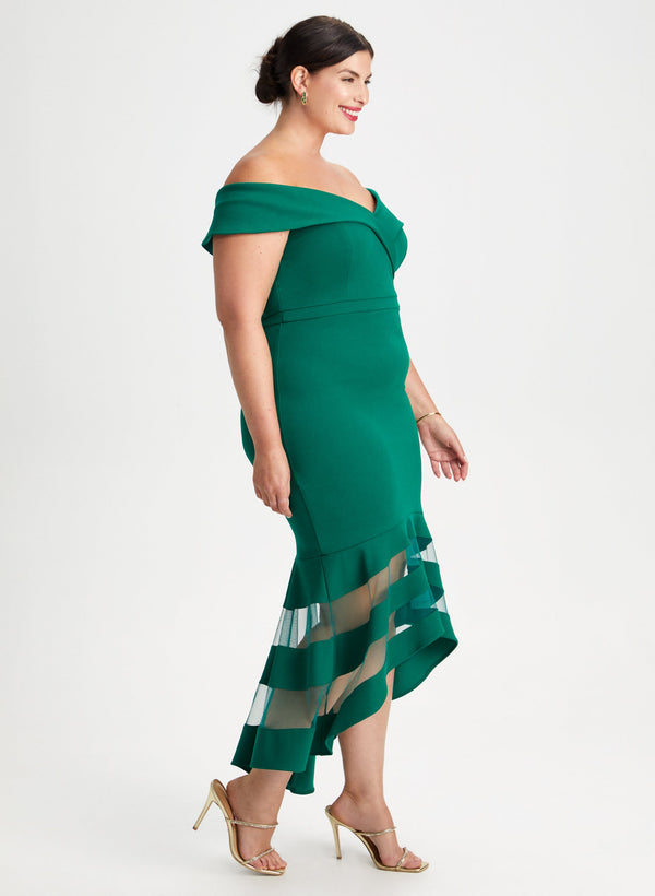 Laura Off-the-Shoulder Mesh Detail Dress