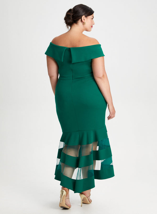 Laura Off-the-Shoulder Mesh Detail Dress