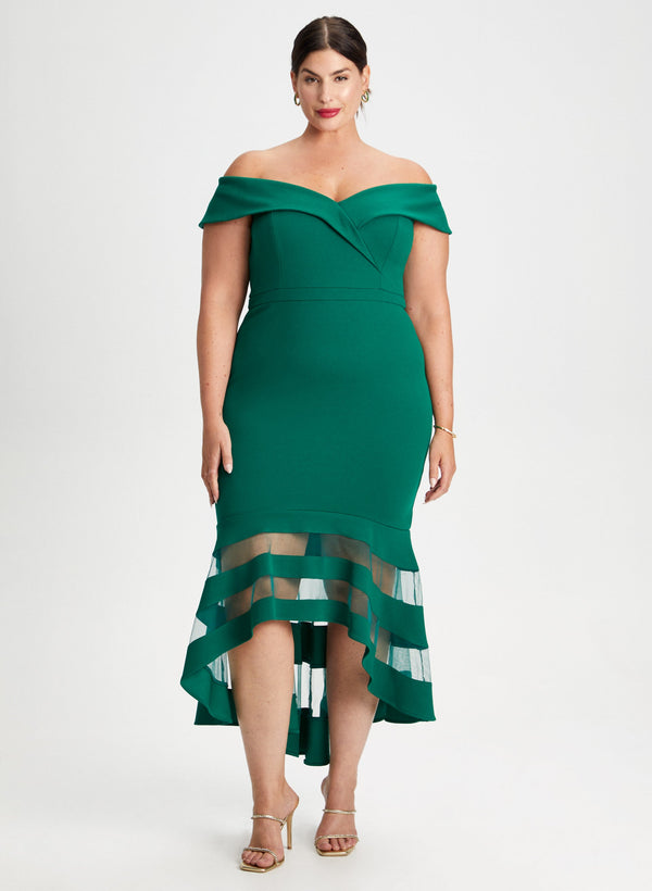 laura Off-the-Shoulder Mesh Detail Dress