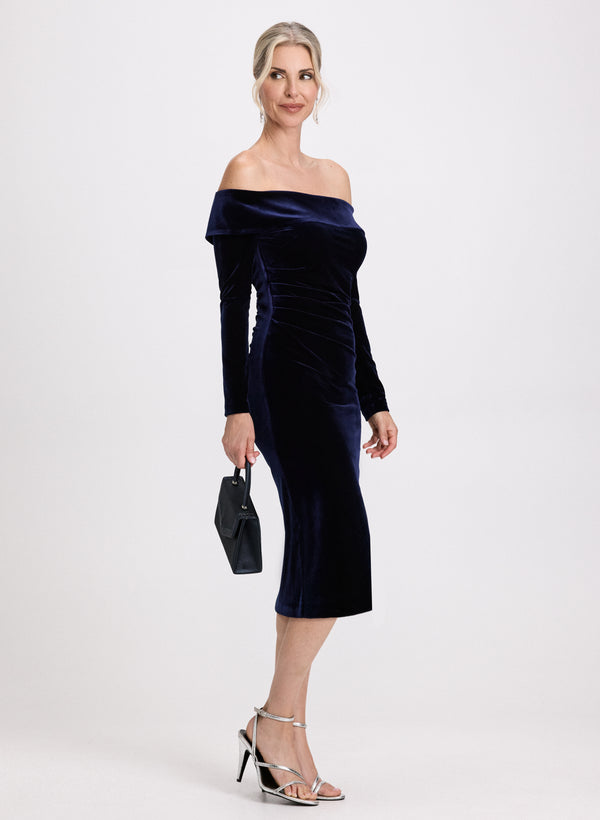 Laura Off-The-Shoulder Velvet Dress