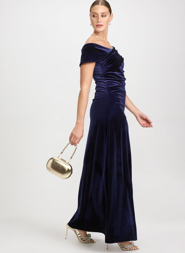 Laura Off-The-Shoulder Velvet Dress