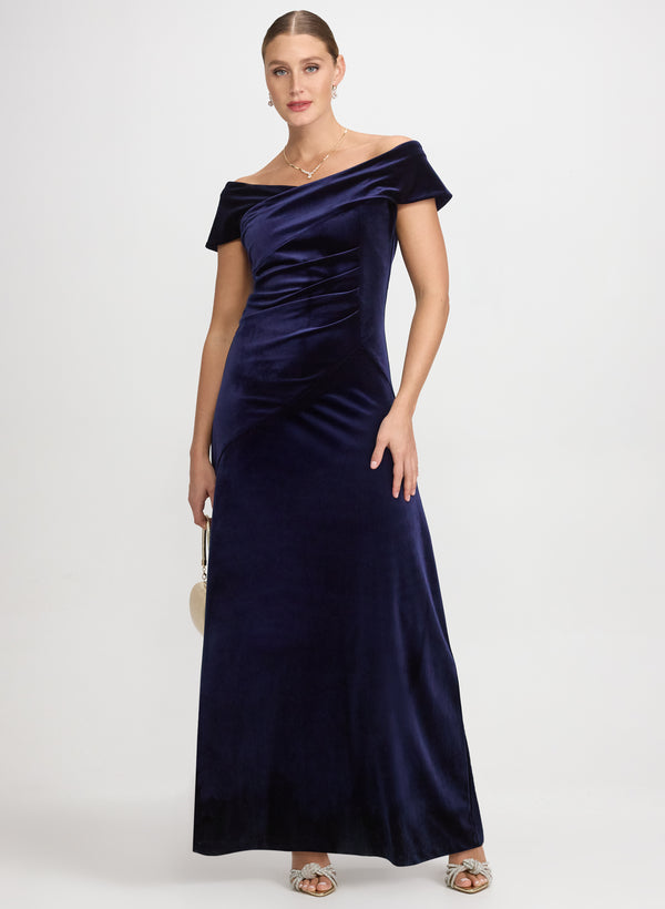 laura Off-The-Shoulder Velvet Dress