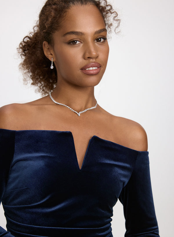 Laura Off-the-Shoulder Velvet Dress