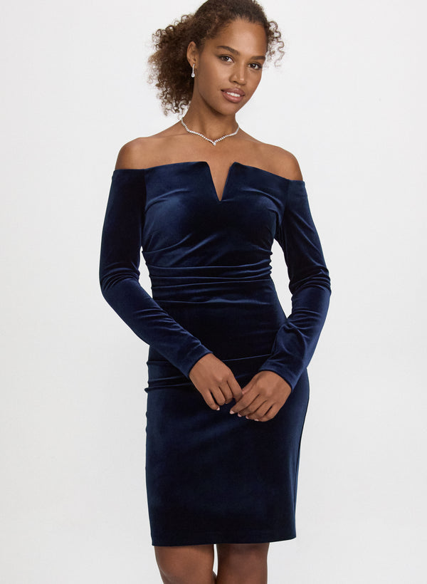 laura Off-the-Shoulder Velvet Dress