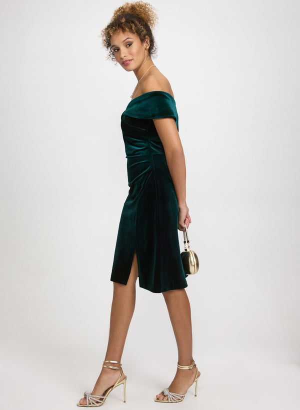 Laura Off-The-Shoulder Velvet Dress