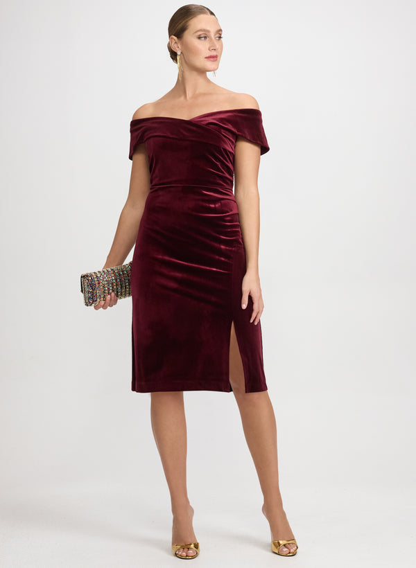laura Off-The-Shoulder Velvet Dress